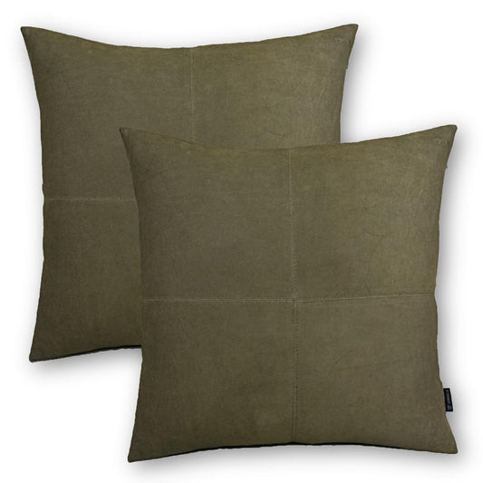 Lambskin leather and suede pillow cover