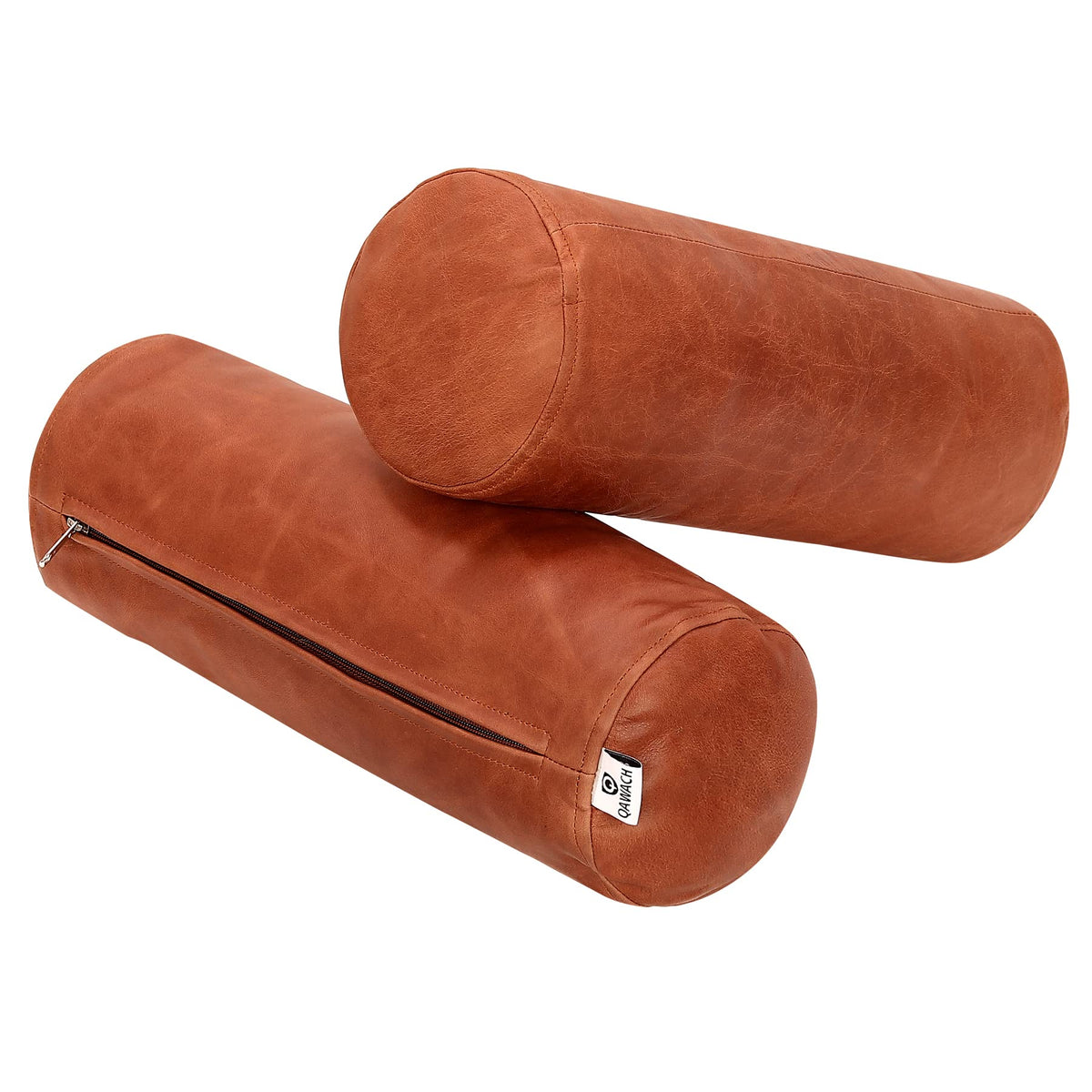 Cylindrical bolster leather pillow cover