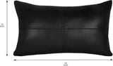 Qawach Classic Black Plain Genuine Leather Rectangle Pillow Cover