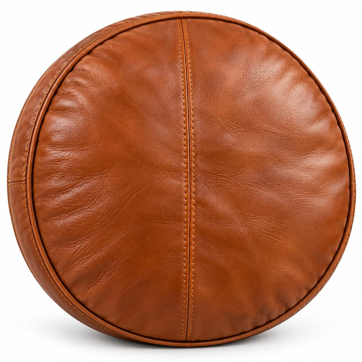 Round lambskin leather pillow cover