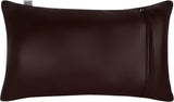 Qawach Brown Antique Plain Genuine Leather Rectangle Pillow Cover