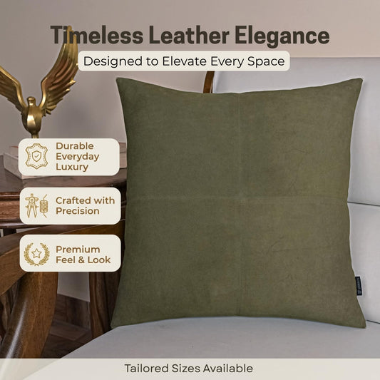 Lambskin leather and suede pillow cover