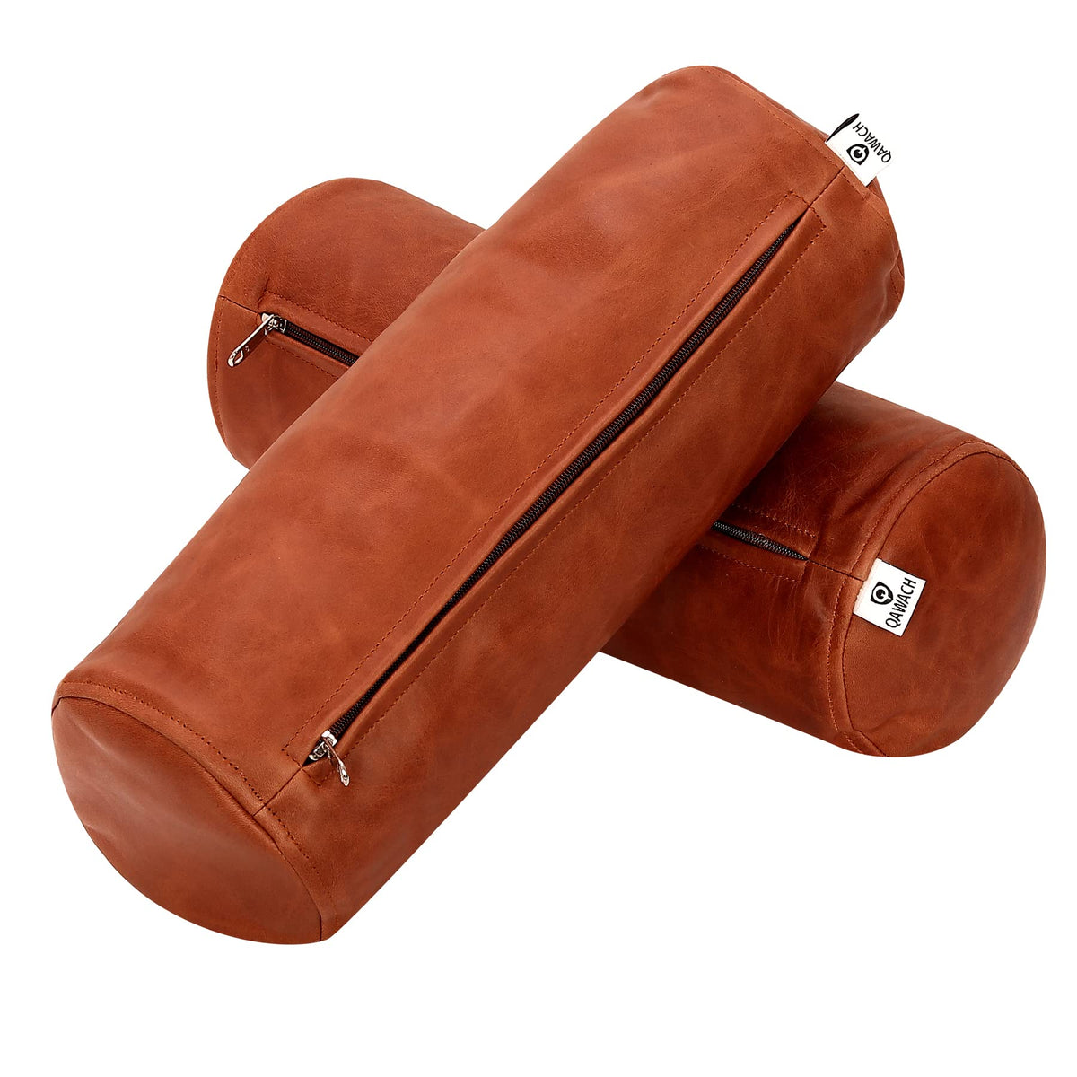 Cylindrical bolster leather pillow cover