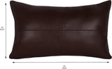 Qawach Brown Antique Plain Genuine Leather Rectangle Pillow Cover