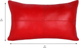 Qawach Classic Red Plain Genuine Leather Rectangle Pillow Cover