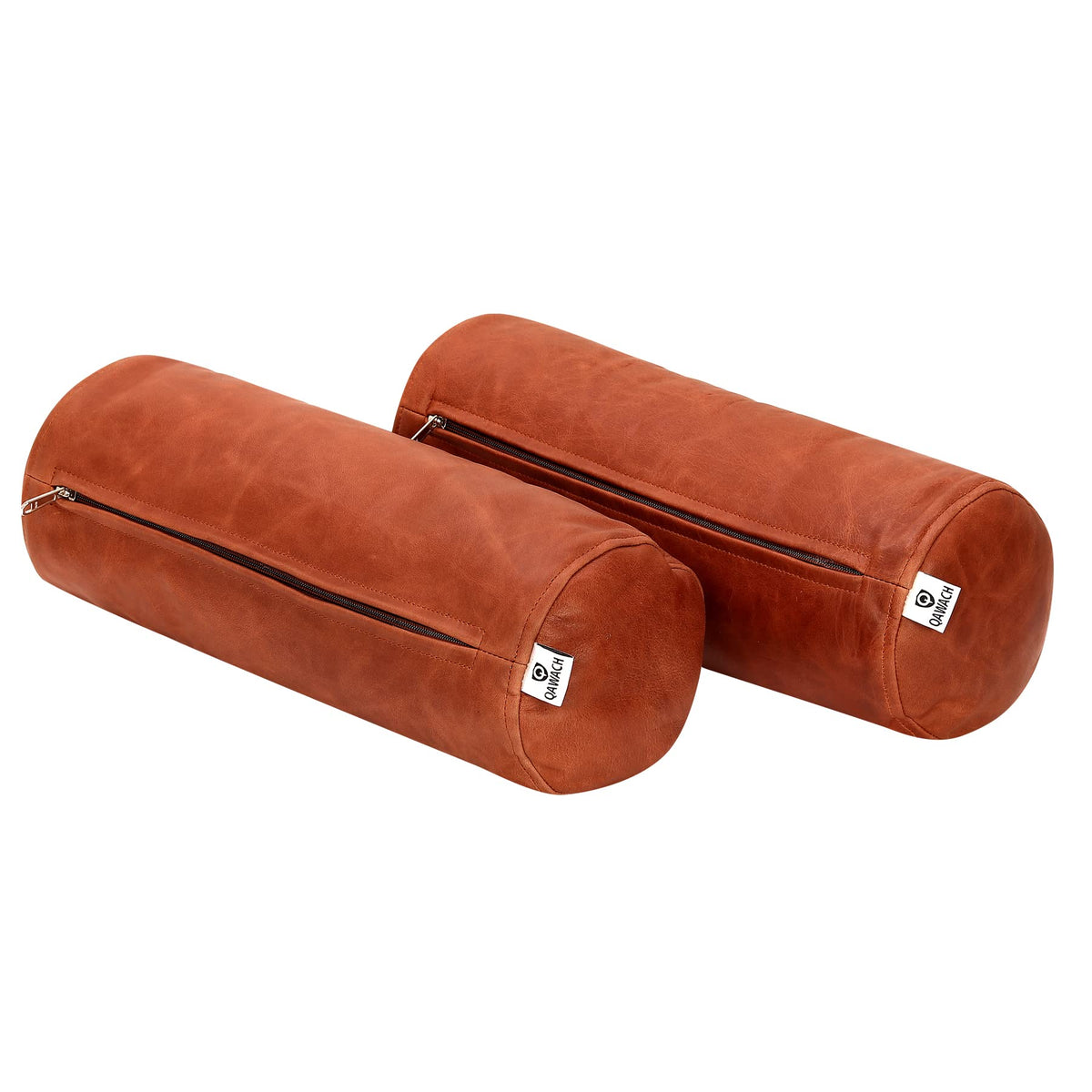 Cylindrical bolster leather pillow cover