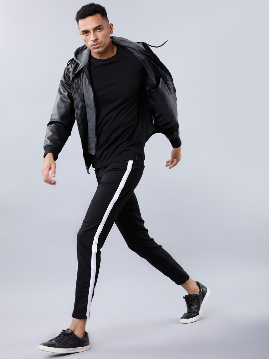 Shop Men Black Lightweight Biker Jacket | QAWACH