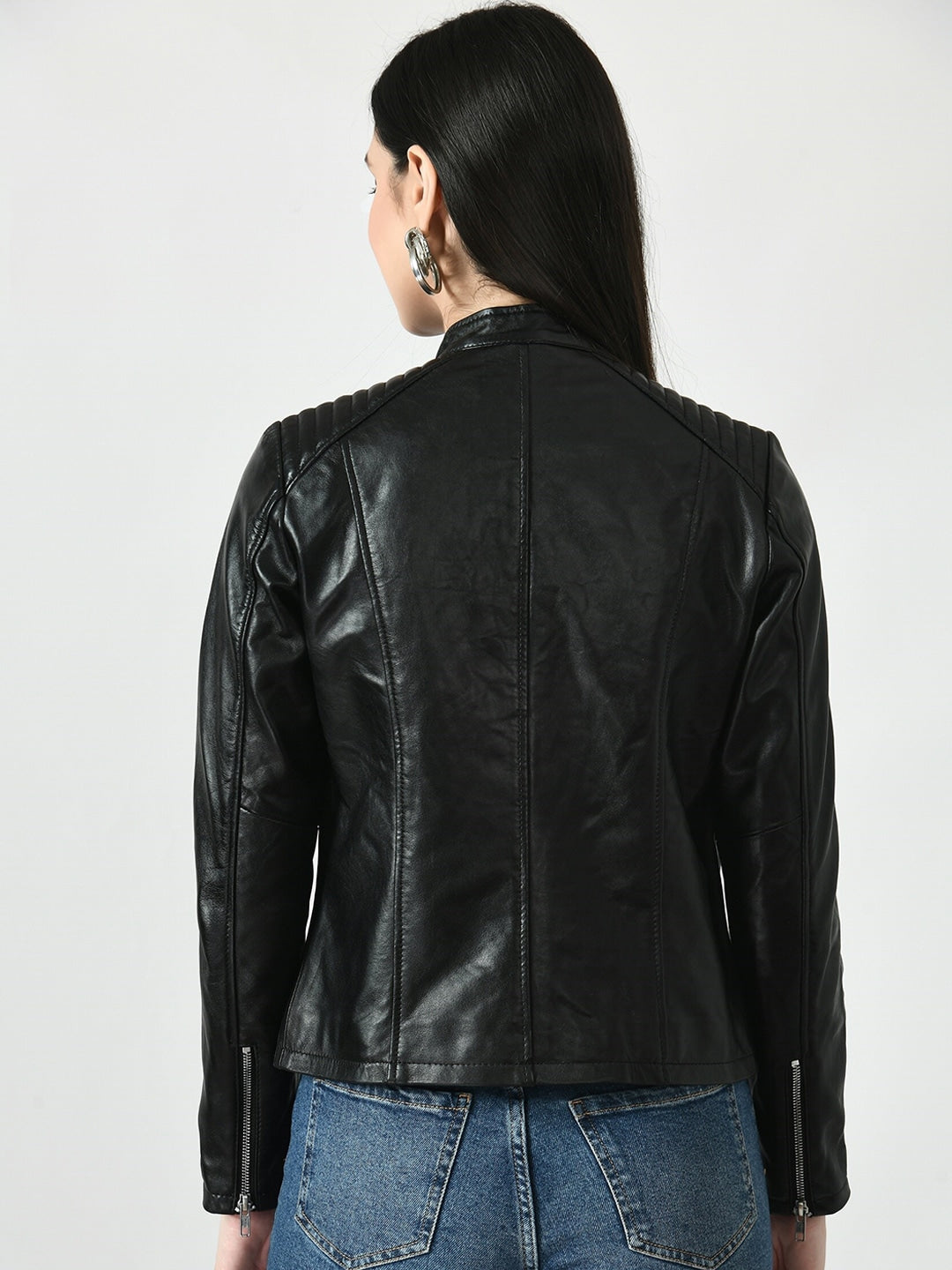 Shop Stand Collar Lightweight Leather Jacket | QAWACH