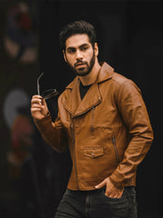 Buy Brown Leather Jacket Online | QAWACH