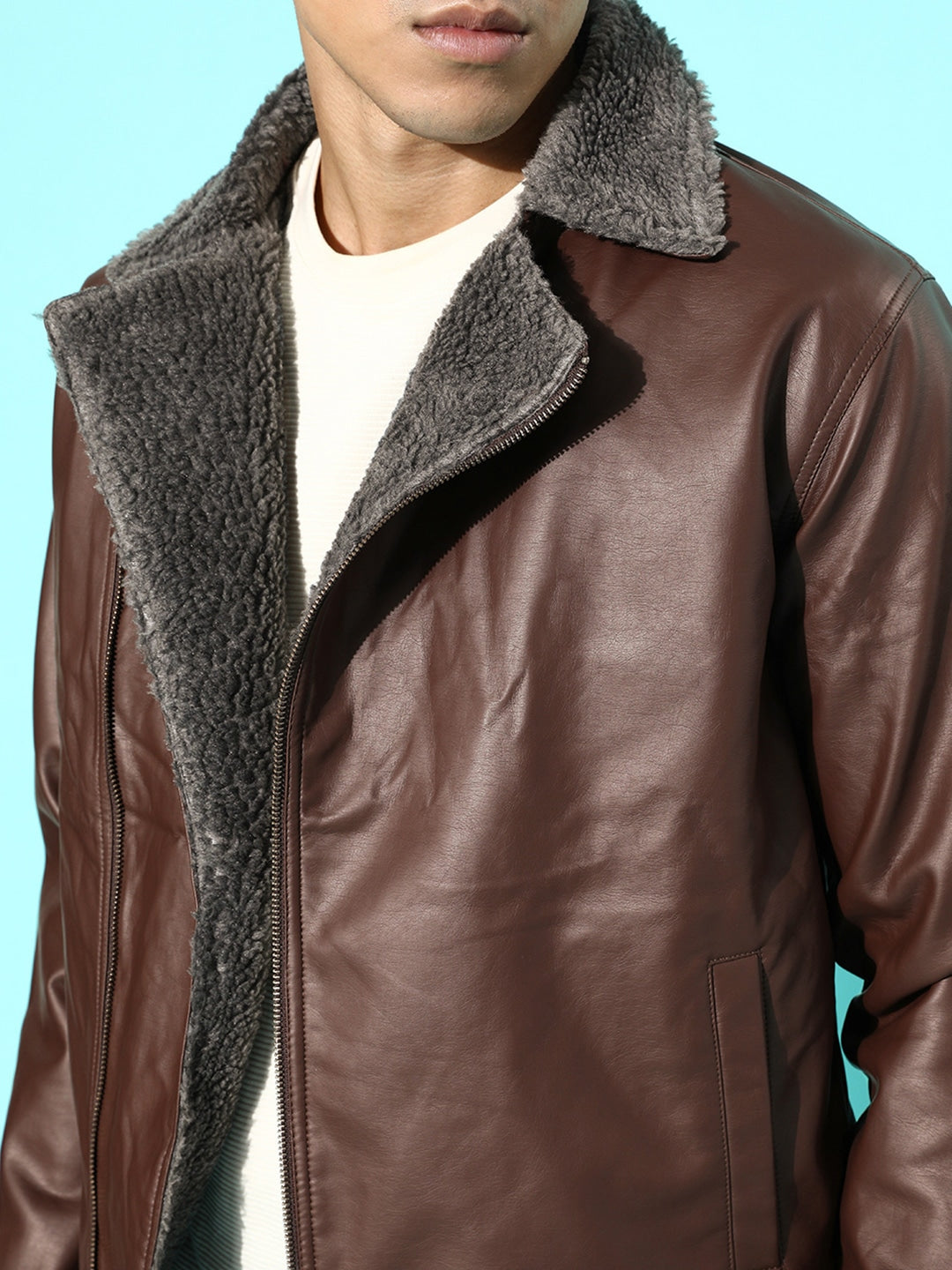 Men Brown Leather Jacket Online | QAWACH