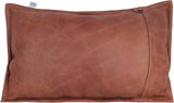 Qawach Classic Tan Crunch Box Genuine Leather Rectangle Pillow Cover