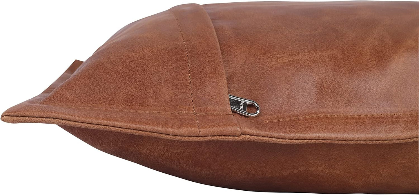 Qawach Classic Yellow Crunch Box Genuine Leather Rectangle Pillow Cover