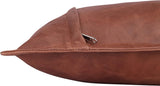 Qawach Classic Tan Crunch Box Genuine Leather Rectangle Pillow Cover