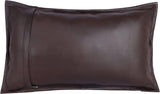 Qawach Brown Antique Box Genuine Leather Rectangle Pillow Cover