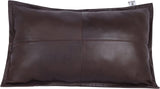 Qawach Brown Antique Box Genuine Leather Rectangle Pillow Cover