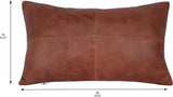 Qawach Classic Tan Crunch Plain Genuine Leather Rectangle Pillow Cover