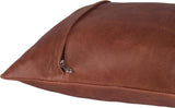 Qawach Classic Tan Crunch Plain Genuine Leather Rectangle Pillow Cover