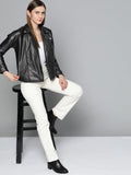 Women Black Biker Jacket - Qawach Leather