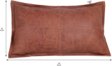 Qawach Classic Tan Crunch Box Genuine Leather Rectangle Pillow Cover