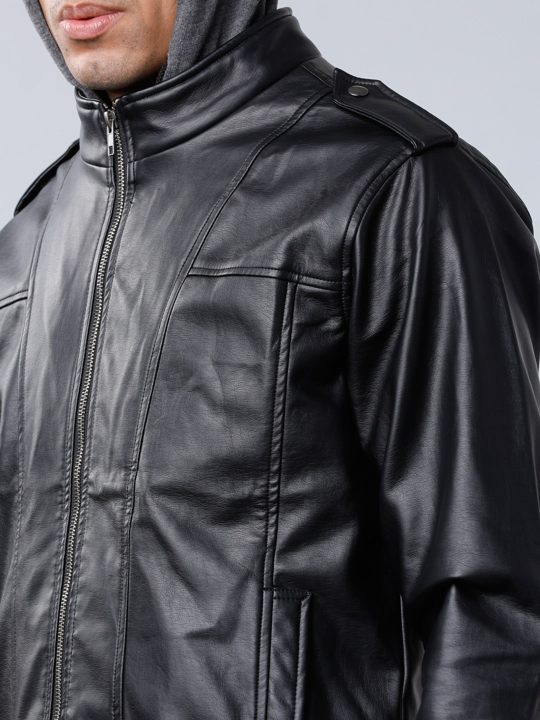 Shop Men Black Lightweight Biker Jacket | QAWACH