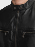 Men Black Biker Jacket Genuine Leather