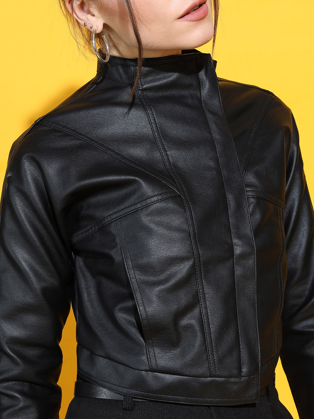 Shop Women Leather Crop Jacket | QAWACH