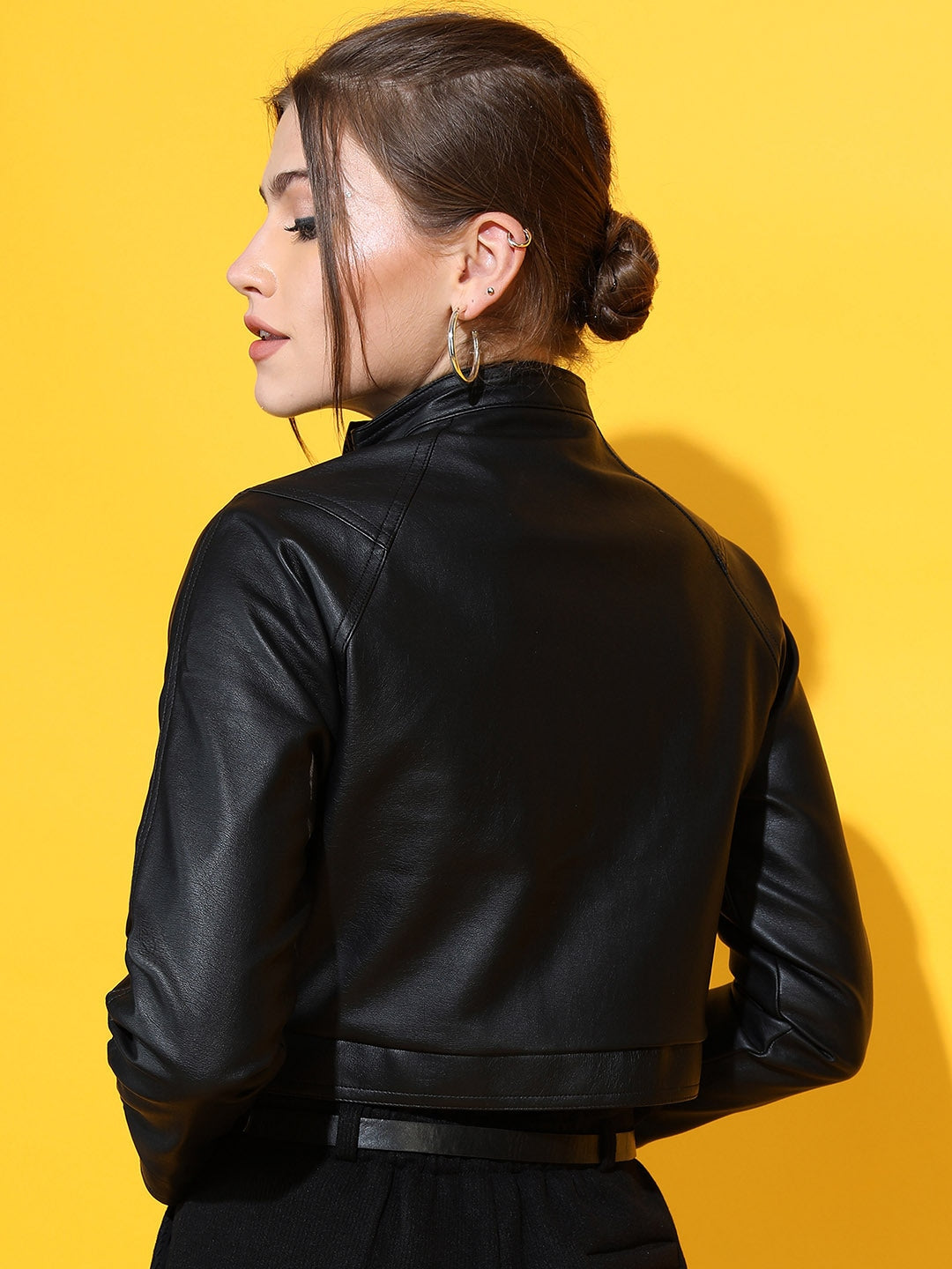 Shop Women Leather Crop Jacket | QAWACH