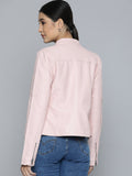 Women Pink Leather Jacket | QAWACH