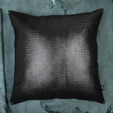 QAWACH Black Croc Pattern Genuine Leather Pillow Cover