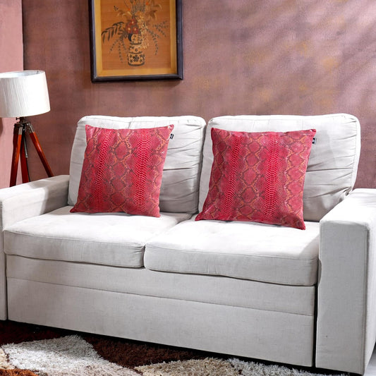 QAWACH Red Python Style Genuine Leather Pillow Cover