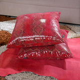 QAWACH Red Python Style Genuine Leather Pillow Cover