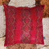 QAWACH Red Python Style Genuine Leather Pillow Cover