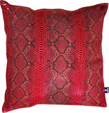 QAWACH Red Python Style Genuine Leather Pillow Cover