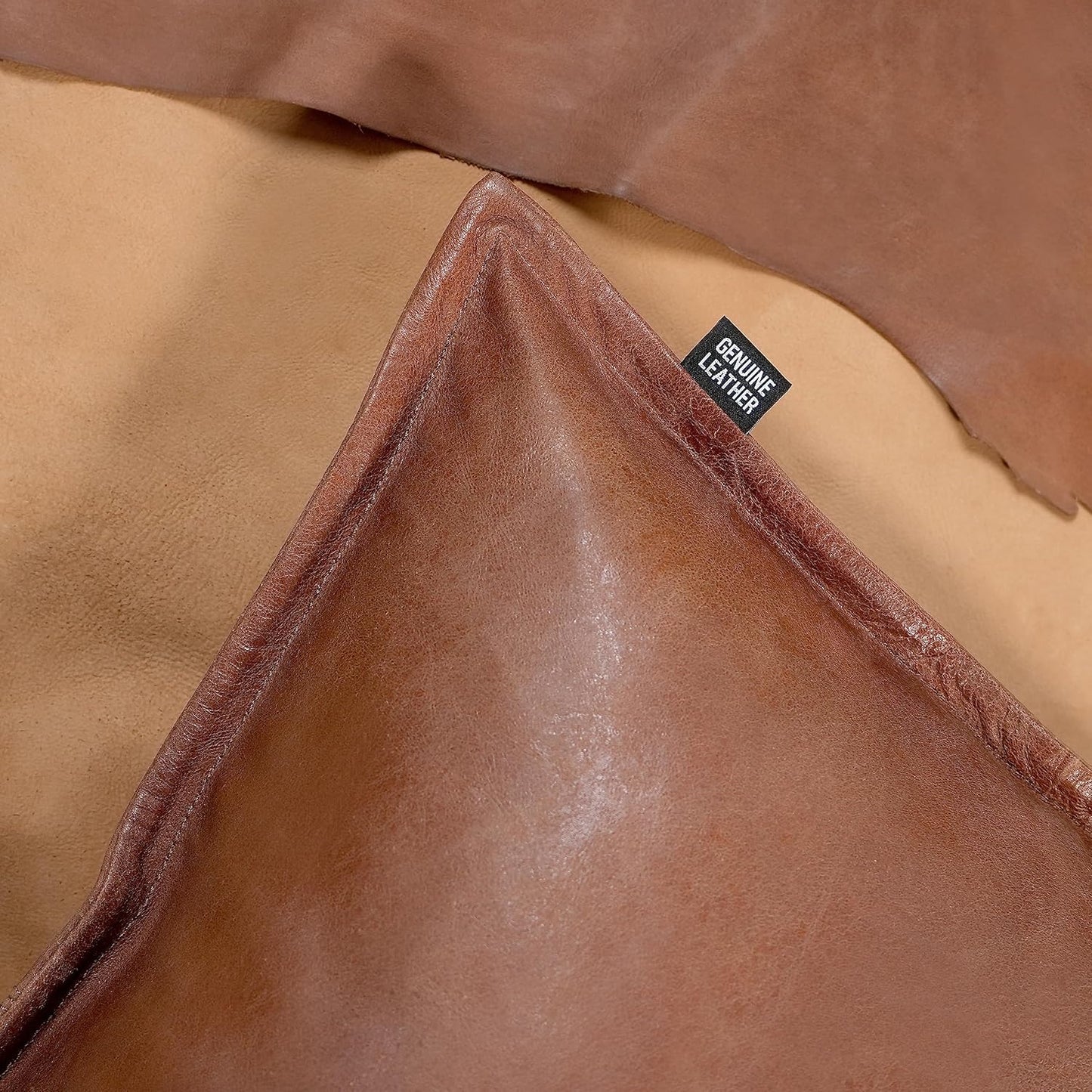 QAWACH Antique Brown Genuine Leather Pillow Cover