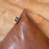 QAWACH Brown Box Genuine Leather Pillow Cover