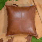 QAWACH Brown Box Genuine Leather Pillow Cover