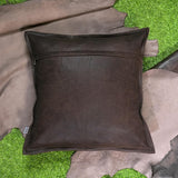 QAWACH Brown Crunch Genuine Leather Pillow Cover