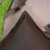 QAWACH Brown Crunch Genuine Leather Pillow Cover