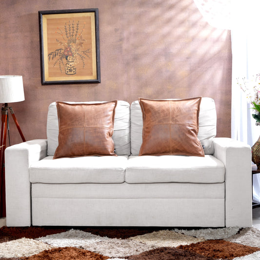 QAWACH Brown Leather Pillow Cover