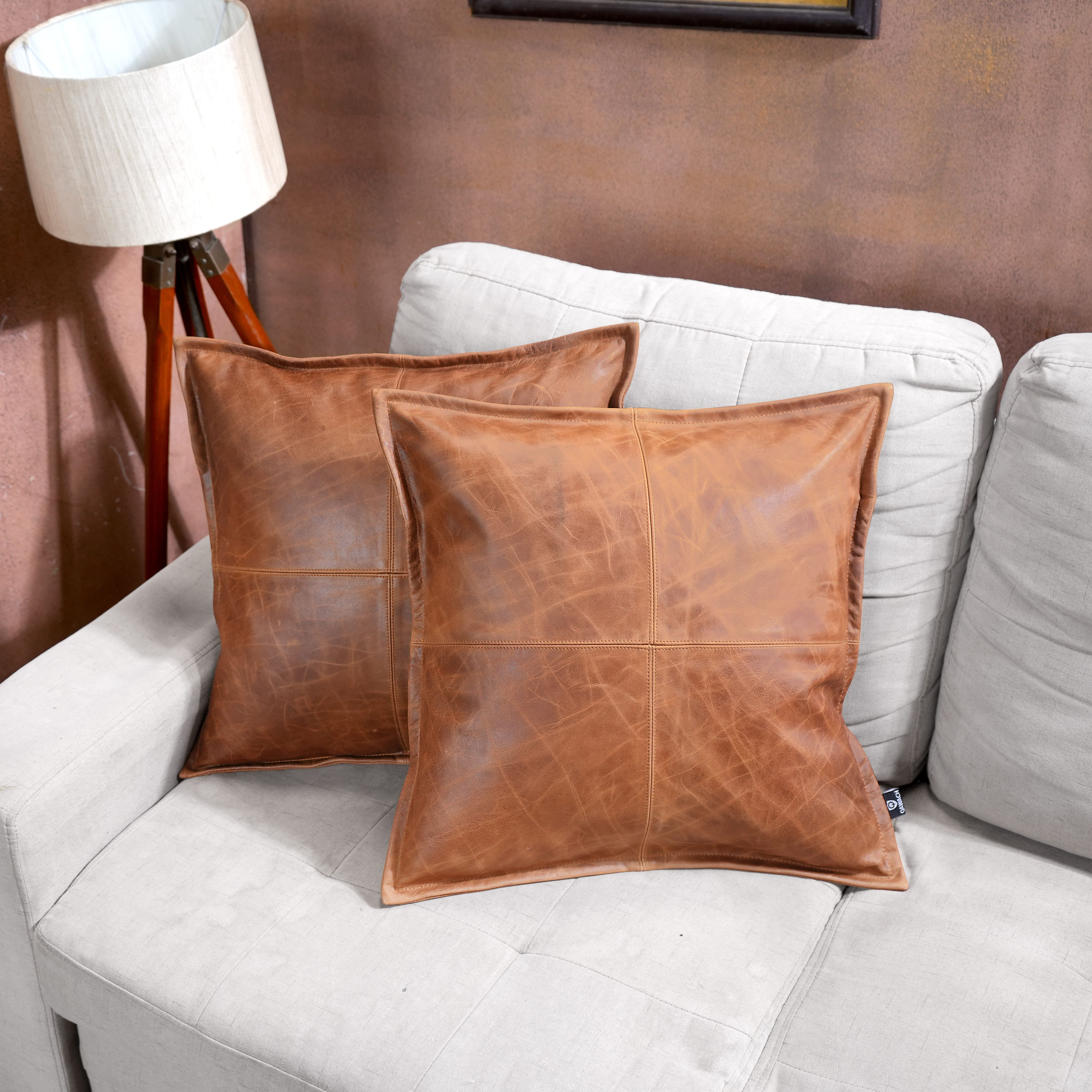 Shop Brown Leather Pillow Cover | QAWACH