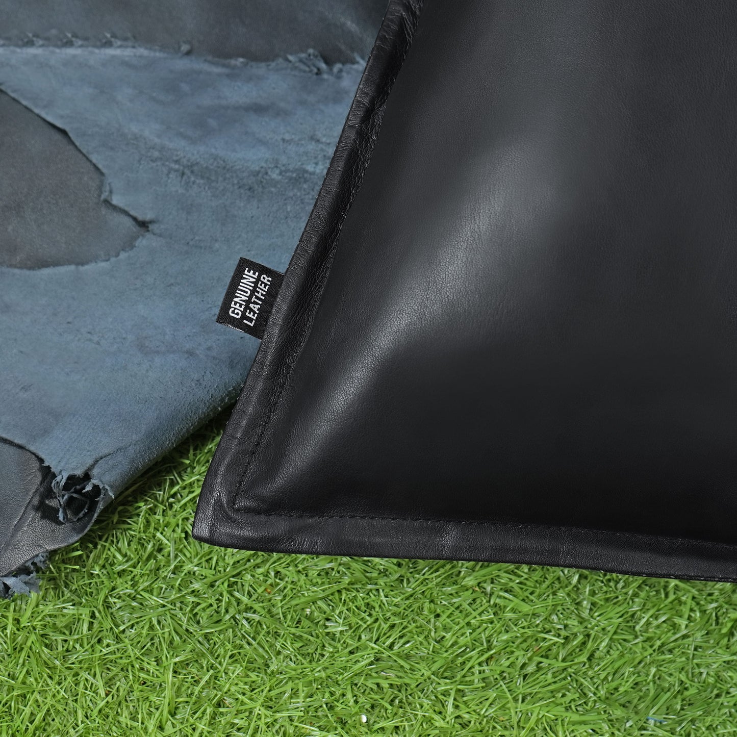 Qawach Genuine Black Leather Pillow Cover for Living Room & Bedroom