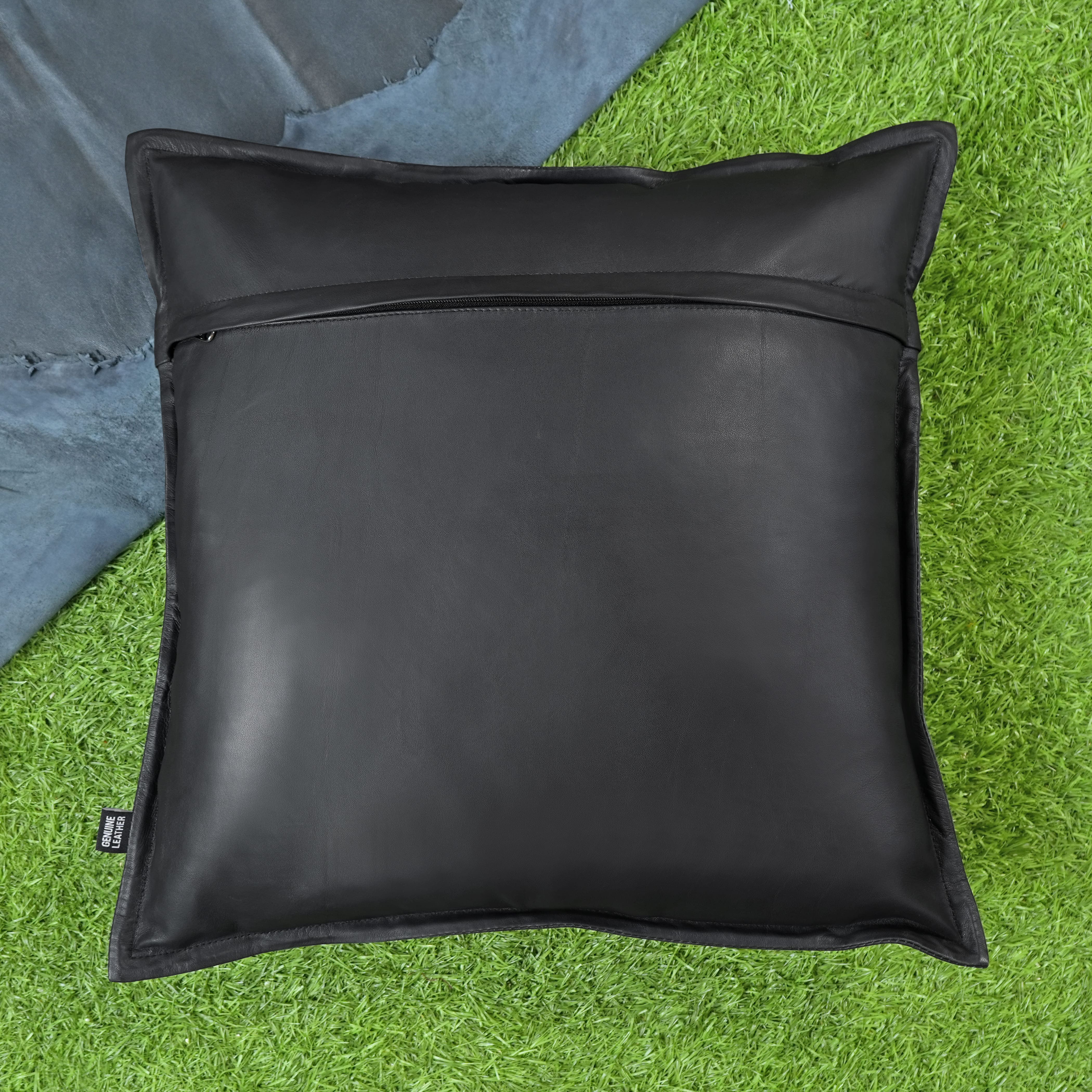 Genuine Black Leather Pillow Cover for Living Room & Bedroom (with out pillow insert)