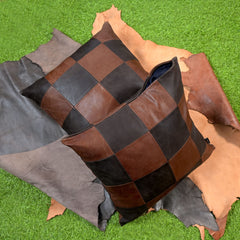 Shop Chess Box Patter Leather Pillow Cover | QAWACH