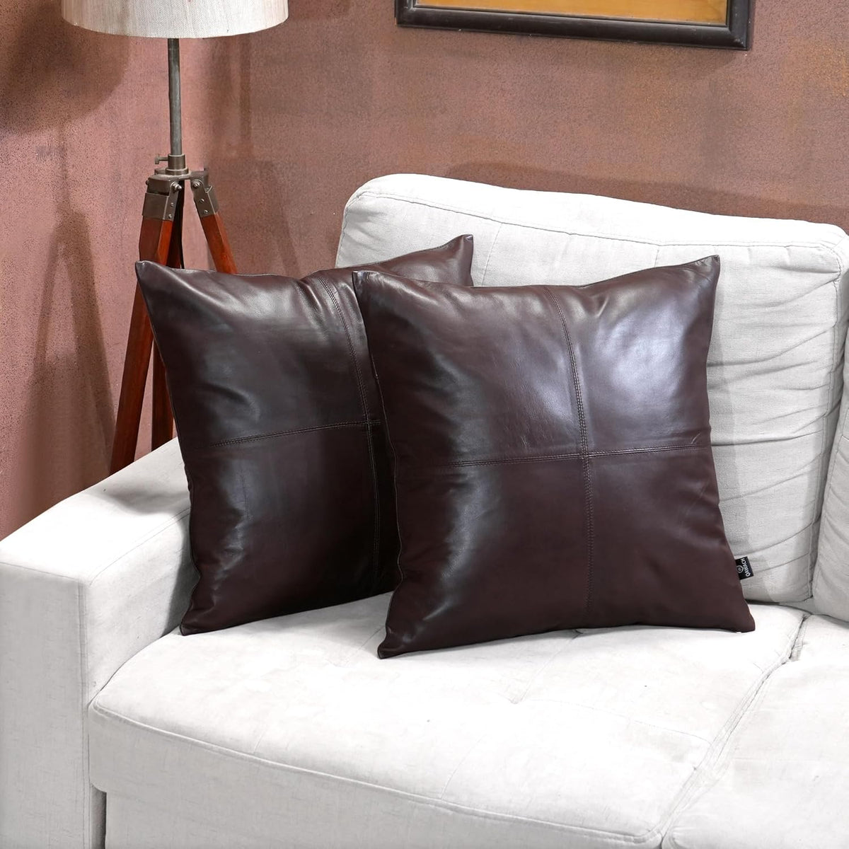 Dark Brown Leather Pillow Cover | QAWACH