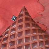 QAWACH Dark Maroon Quilted Genuine Leather Pillow Cover