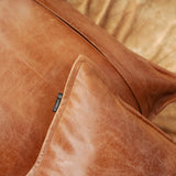 QAWACH Light Vintage Tan Genuine Leather Pillow Cover