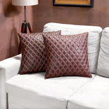 Shop Maroon Quilted Leather Pillow Cover | QAWACH