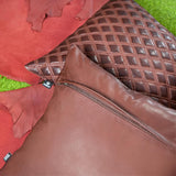 Shop Maroon Quilted Leather Pillow Cover | QAWACH