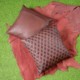 Shop Maroon Quilted Leather Pillow Cover | QAWACH