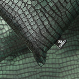 QAWACH Croc Metalic Green Genuine Leather Pillow Cover